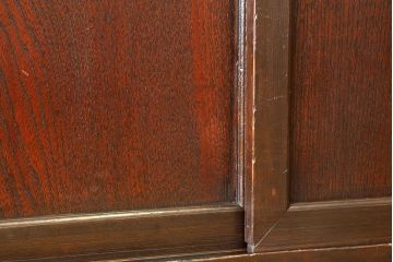 アンティーク家具　六尺　古民具・骨董　モダンで重厚な結霜ガラス水屋箪笥(のぼり付き)(食器棚、収納棚)