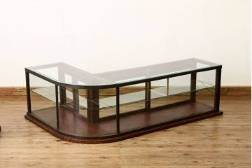 アンティーク家具　アンティーク 古いタバコ屋の重厚なR型ガラスケース(ショーケース)