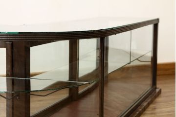 アンティーク家具　アンティーク 古いタバコ屋の重厚なR型ガラスケース(ショーケース)