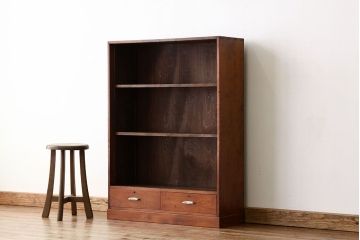 アンティーク家具　古い木のシンプルなアンティーク飾り棚(陳列棚)