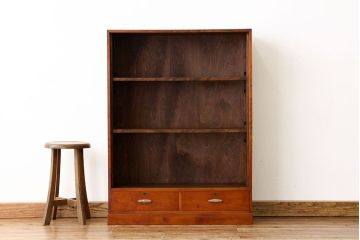 アンティーク家具　古い木のシンプルなアンティーク飾り棚(陳列棚)