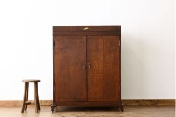 アンティーク家具　イギリスアンティーク　オーク材のリメイクレコードケース(収納棚・本棚)