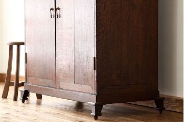 アンティーク家具　イギリスアンティーク　オーク材のリメイクレコードケース(収納棚・本棚)
