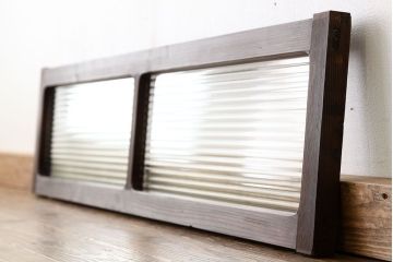 アンティーク　古い木のシンプルなモールガラス明り取り(窓)