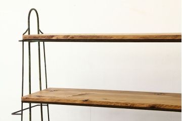 レトロ家具　昭和レトロ　古い商店のアイアン飾り棚(陳列棚)