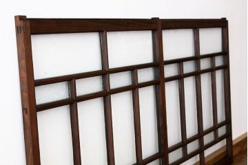 大正ロマン　古い木のモダンなガラス戸2枚セット(窓)
