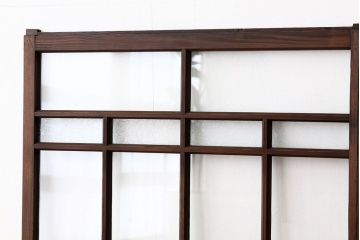 大正ロマン　古い木のモダンなガラス戸2枚セット(窓)