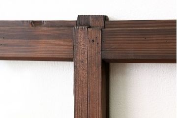 大正ロマン　古い木のモダンなガラス戸2枚セット(窓)
