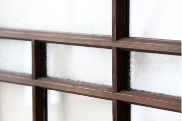 大正ロマン　古い木のモダンなガラス戸2枚セット(窓)