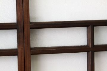 大正ロマン　古い木のモダンなガラス戸2枚セット(窓)