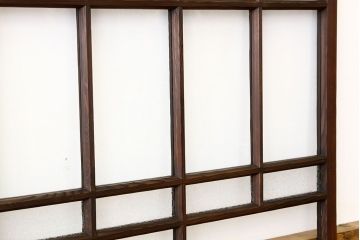 大正ロマン　古い木のモダンなガラス戸2枚セット(窓)