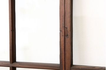 大正ロマン　古い木のモダンなガラス戸2枚セット(窓)
