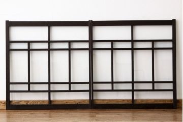 大正ロマン　古い木のモダンなガラス戸2枚セット(窓)