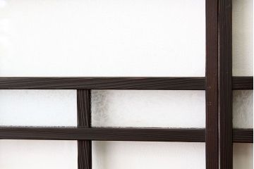 大正ロマン　古い木のモダンなガラス戸2枚セット(窓)