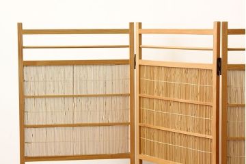 木味の簾屏風 衝立四連(パーテーション)