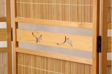 木味の簾屏風 衝立四連(パーテーション)