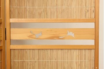 木味の簾屏風 衝立四連(パーテーション)
