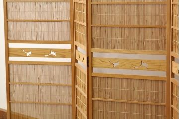 木味の簾屏風 衝立四連(パーテーション)