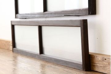 アンティーク　古い木のシンプルな明り取り2枚セット(1)(ガラス戸・欄間)
