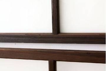 アンティーク　古い木のシンプルな明り取り2枚セット(1)(ガラス戸・欄間)