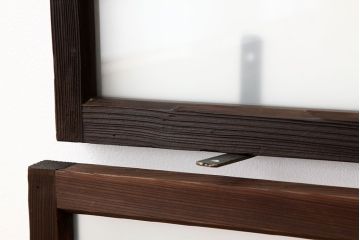 アンティーク　古い木のシンプルな明り取り2枚セット(1)(ガラス戸・欄間)