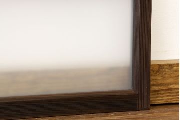 アンティーク　古い木のシンプルな明り取り2枚セット(1)(ガラス戸・欄間)