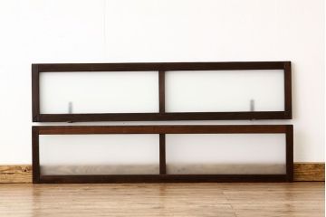 アンティーク　古い木のシンプルな明り取り2枚セット(1)(ガラス戸・欄間)