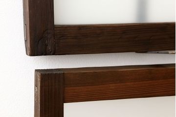 アンティーク　古い木のシンプルな明り取り2枚セット(1)(ガラス戸・欄間)