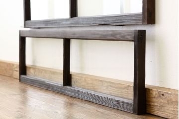 アンティーク　古い木のシンプルな明り取り2枚セット?(ガラス戸・欄間)