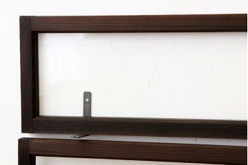 アンティーク　古い木のシンプルな明り取り2枚セット?(ガラス戸・欄間)