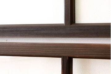 アンティーク　古い木のシンプルな明り取り2枚セット?(ガラス戸・欄間)
