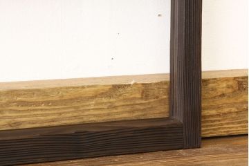 アンティーク　古い木のシンプルな明り取り2枚セット?(ガラス戸・欄間)