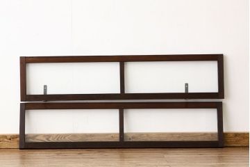 アンティーク　古い木のシンプルな明り取り2枚セット?(ガラス戸・欄間)