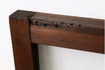 アンティーク　古い木のシンプルな明り取り2枚セット?(ガラス戸・欄間)