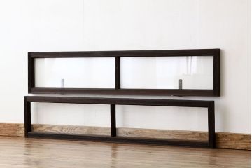 アンティーク　古い木のシンプルな明り取り2枚セット(3)(ガラス戸・欄間)