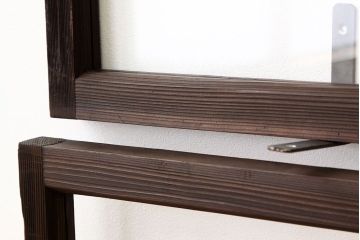 アンティーク　古い木のシンプルな明り取り2枚セット(3)(ガラス戸・欄間)