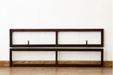 アンティーク　古い木のシンプルな明り取り2枚セット(3)(ガラス戸・欄間)