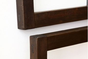 アンティーク　古い木のシンプルな明り取り2枚セット(3)(ガラス戸・欄間)