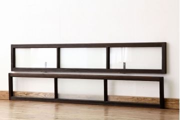 アンティーク　古い木のシンプルな明り取り2枚セット?(ガラス戸・欄間)