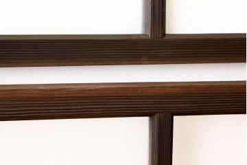 アンティーク　古い木のシンプルな明り取り2枚セット?(ガラス戸・欄間)