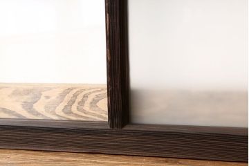 アンティーク　古い木のシンプルな明り取り2枚セット?(ガラス戸・欄間)