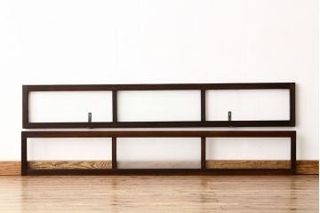 アンティーク　古い木のシンプルな明り取り2枚セット?(ガラス戸・欄間)