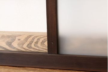 アンティーク　古い木のシンプルな明り取り2枚セット?(ガラス戸・欄間)