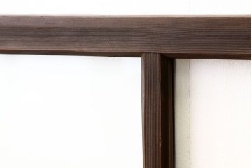 アンティーク　古い木のシンプルな明り取り2枚セット(5)(ガラス戸・欄間)