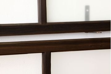 アンティーク　古い木のシンプルな明り取り2枚セット(5)(ガラス戸・欄間)