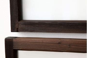 アンティーク　古い木のシンプルな明り取り2枚セット(5)(ガラス戸・欄間)