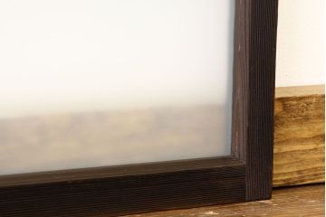 アンティーク　古い木のシンプルな明り取り2枚セット(5)(ガラス戸・欄間)