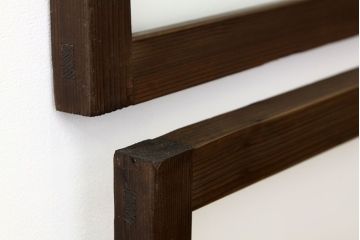 アンティーク　古い木のシンプルな明り取り2枚セット(5)(ガラス戸・欄間)