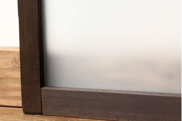 アンティーク　古い木のシンプルな明り取り2枚セット(5)(ガラス戸・欄間)