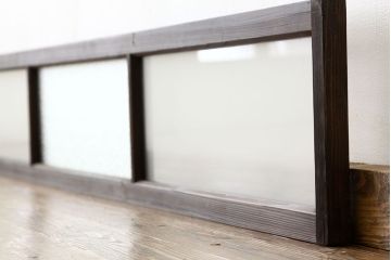 アンティーク　古い木のワイドサイズダイヤガラス明り取り1枚(ガラス戸・欄間)